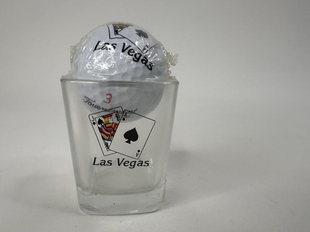 Las Vegas Golf Ball Ace of Spades Solitaire Souvenir Shot Glass Golf Tournament
